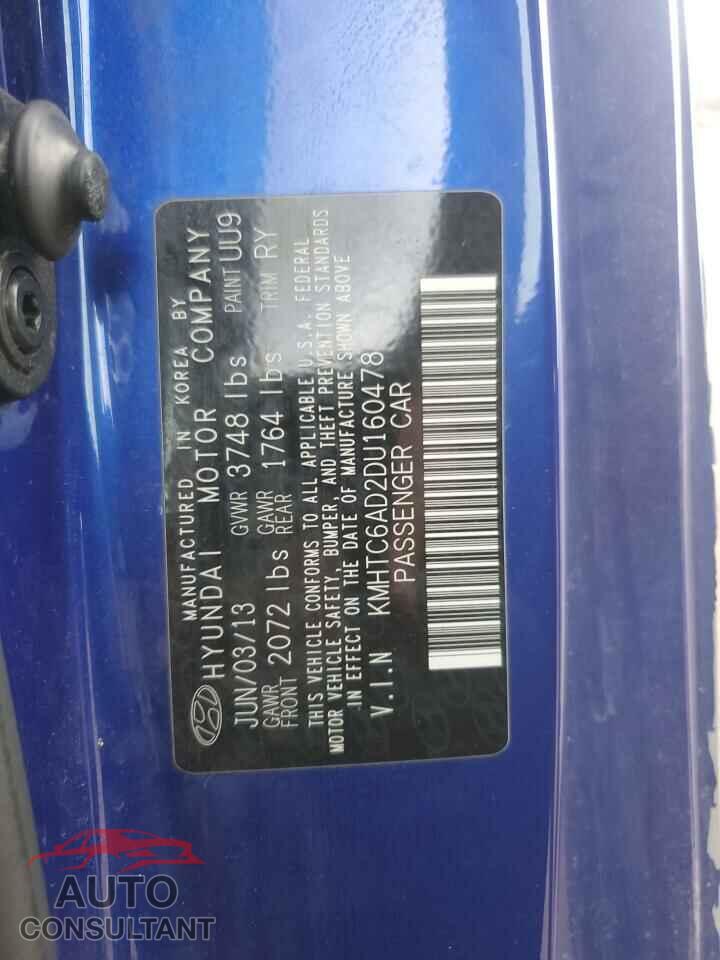 HYUNDAI VELOSTER 2013 - KMHTC6AD2DU160478