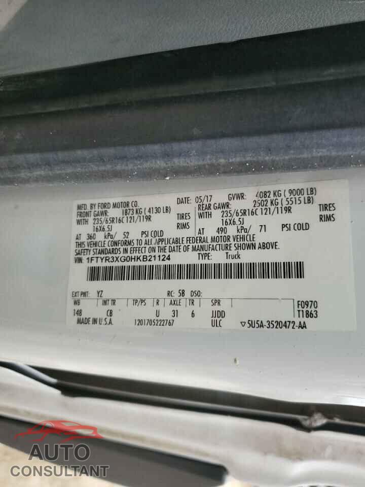 FORD TRANSIT 2017 - 1FTYR3XG0HKB21124