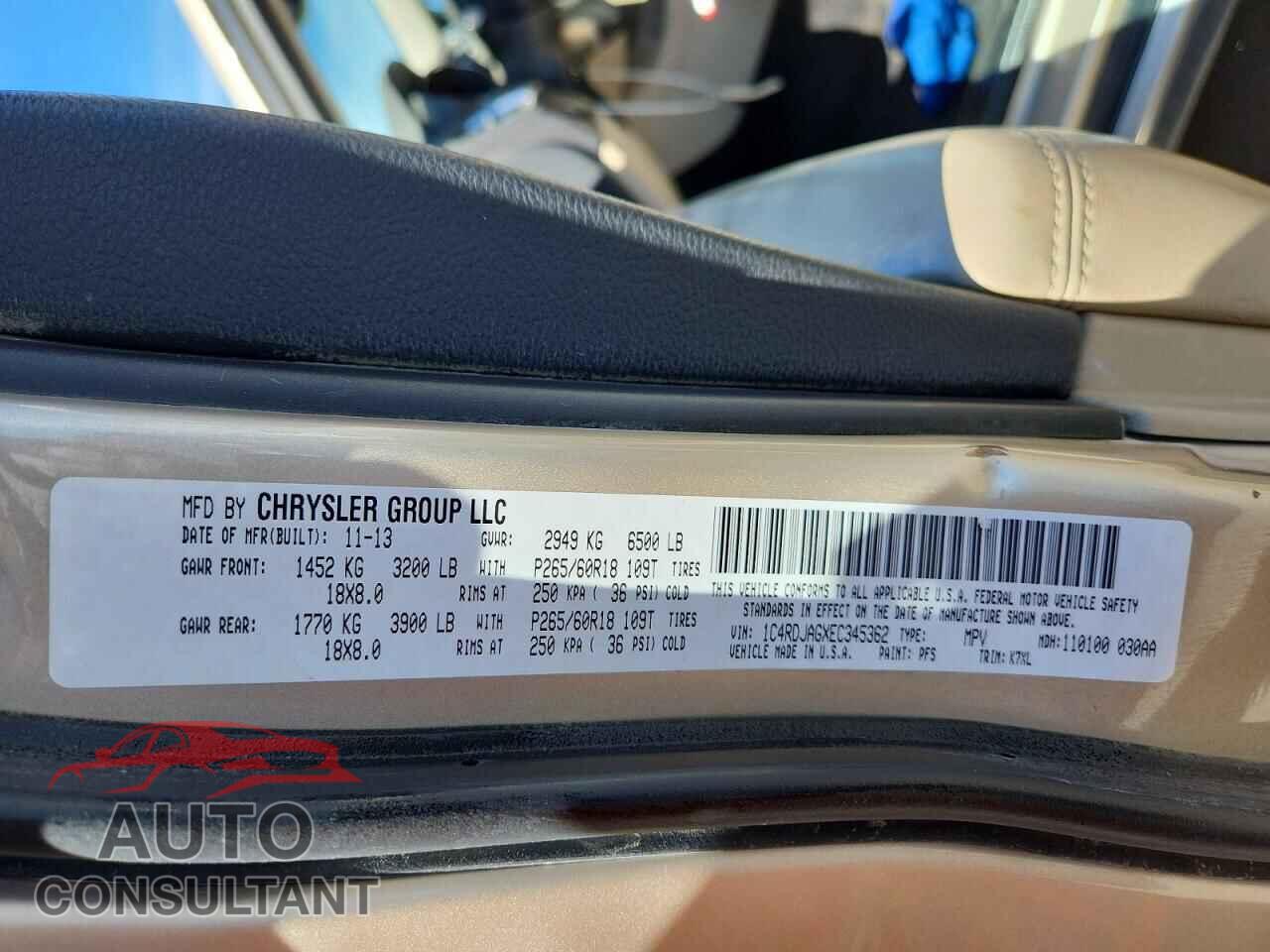 DODGE DURANGO 2014 - 1C4RDJAGXEC345362