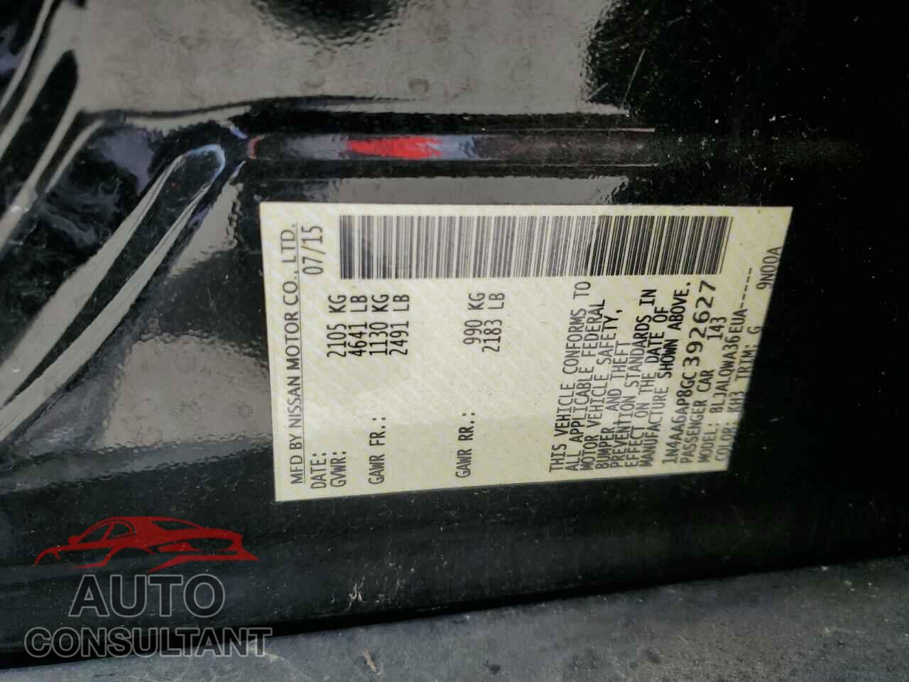 NISSAN MAXIMA 2016 - 1N4AA6AP8GC392627