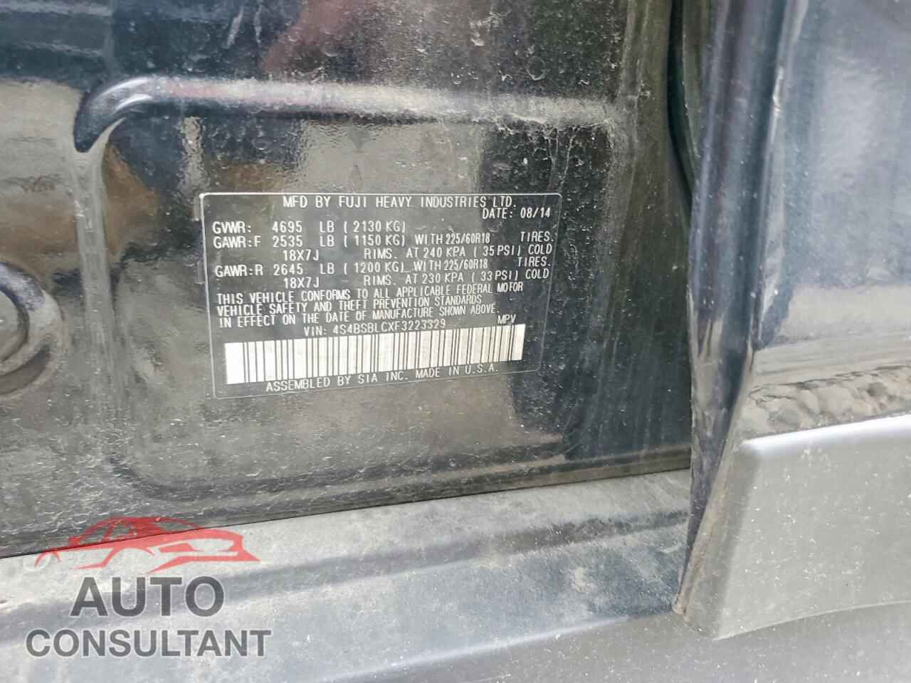 SUBARU OUTBACK 2015 - 4S4BSBLCXF3223329