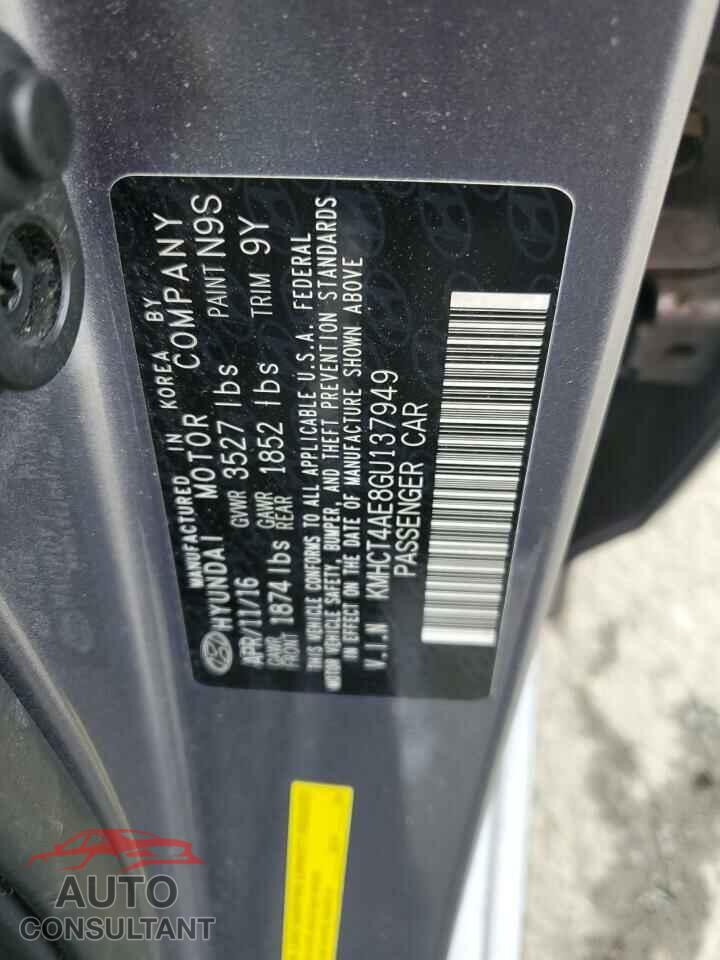 HYUNDAI ACCENT 2016 - KMHCT4AE8GU137949