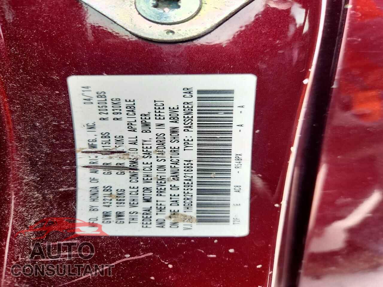 HONDA ACCORD 2014 - 1HGCR2F59EA216854