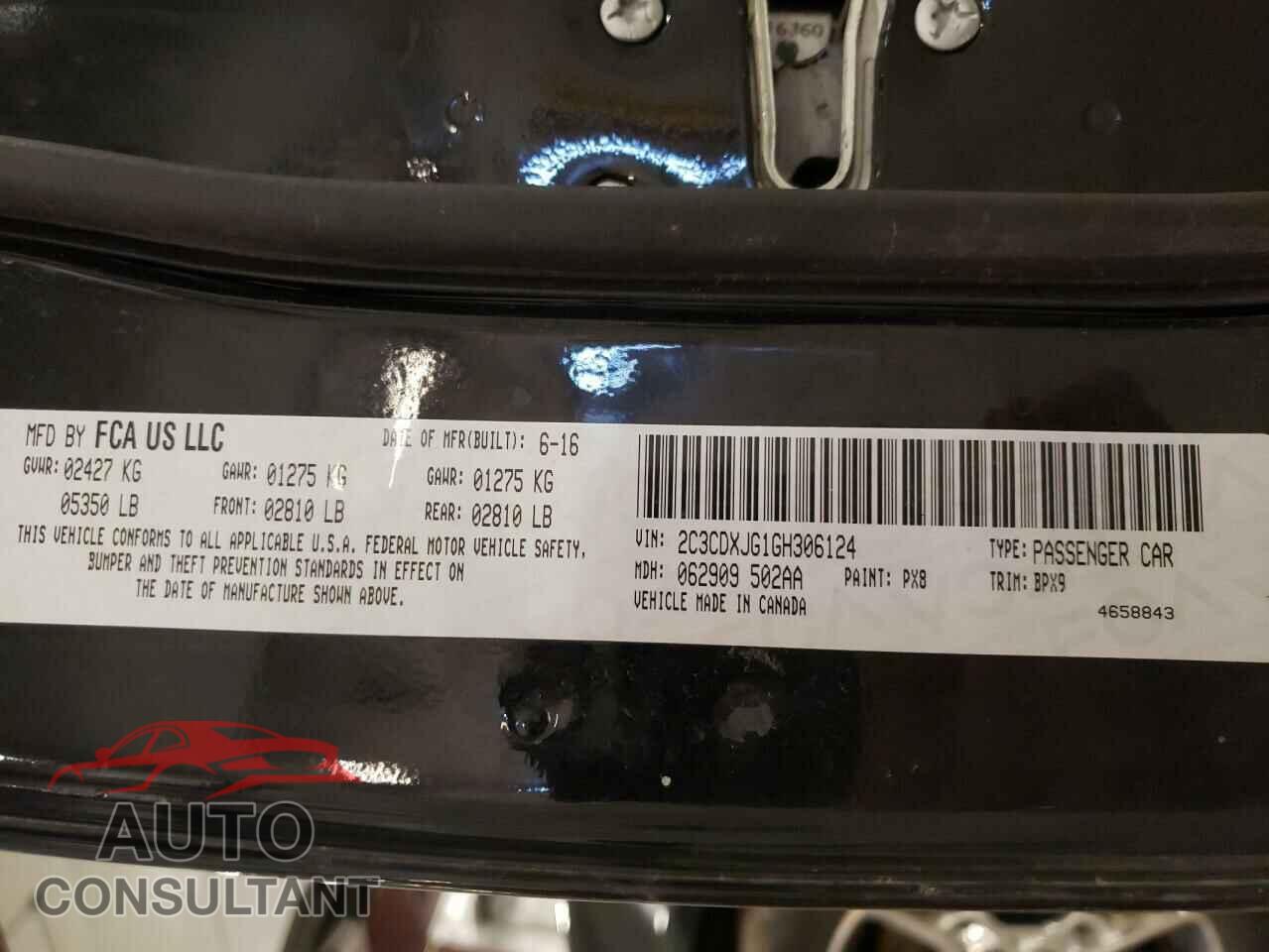 DODGE CHARGER 2016 - 2C3CDXJG1GH306124