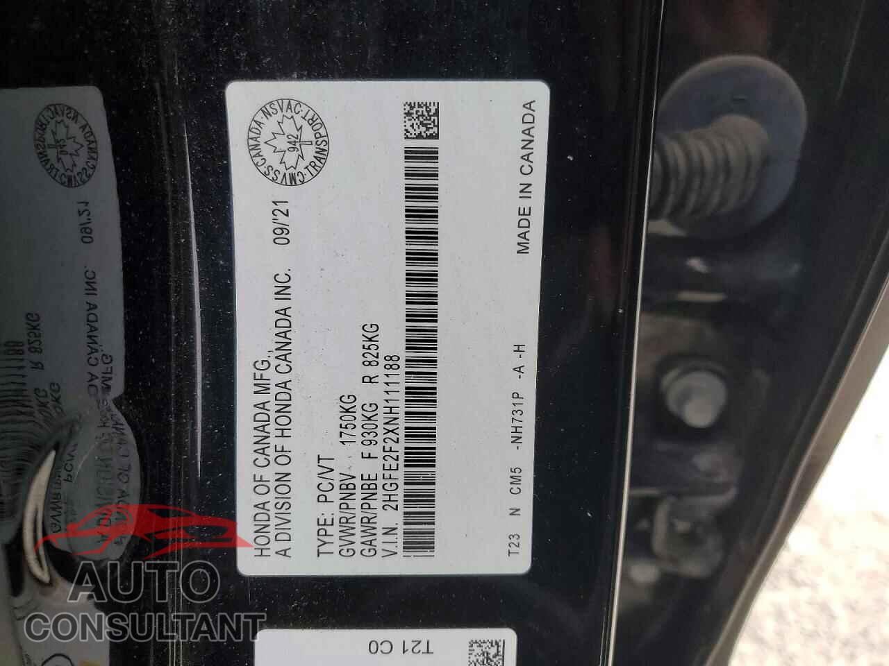 HONDA CIVIC 2022 - 2HGFE2F2XNH111188