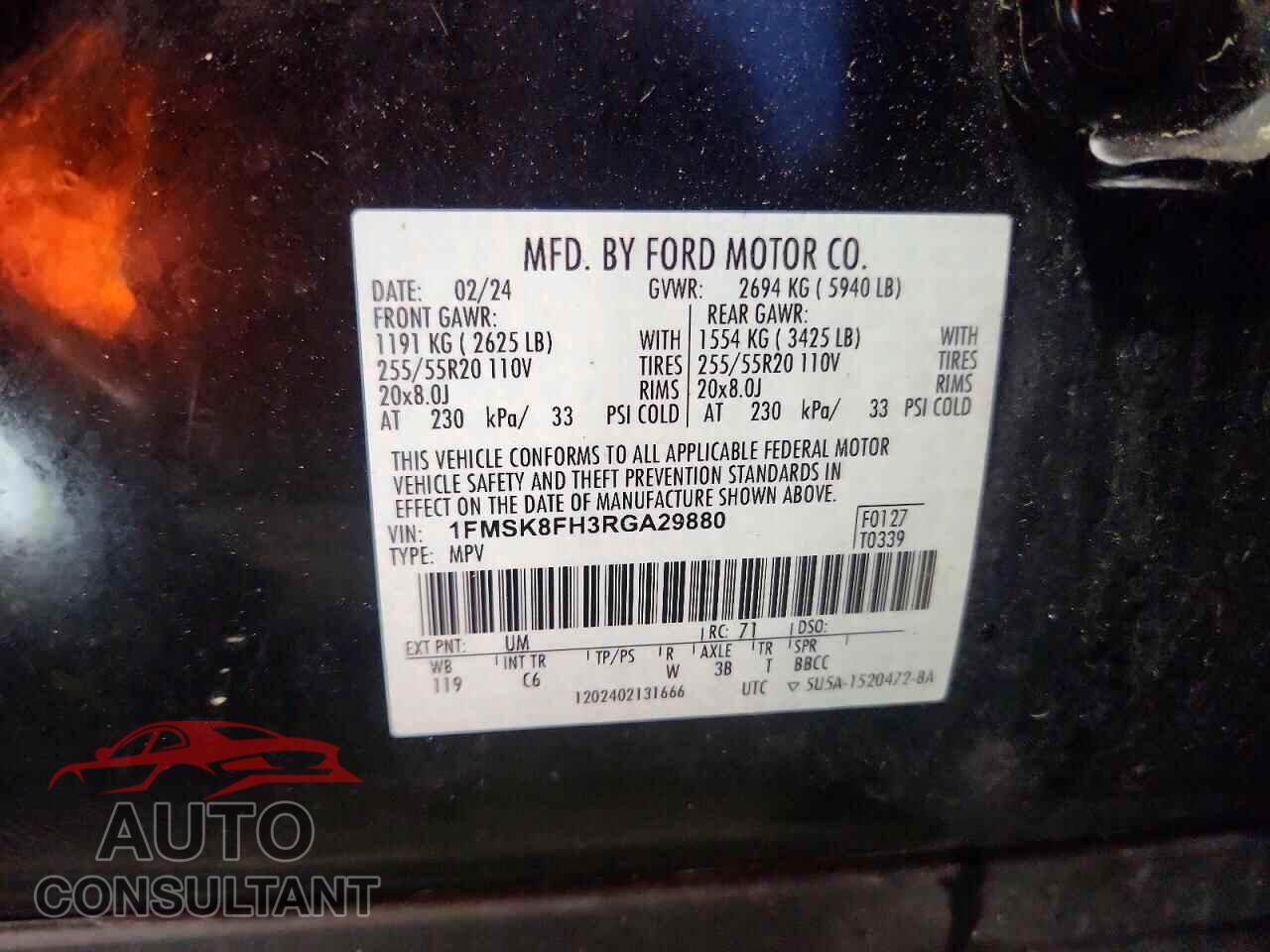FORD EXPLORER 2024 - 1FMSK8FH3RGA29880