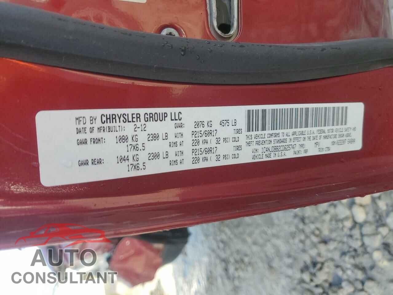 JEEP COMPASS 2012 - 1C4NJDBB2CD625747