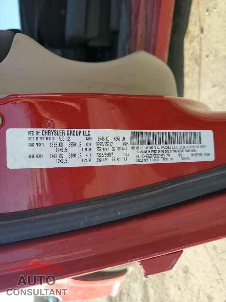 DODGE CARAVAN 2013 - 2C4RDGBG7DR517063