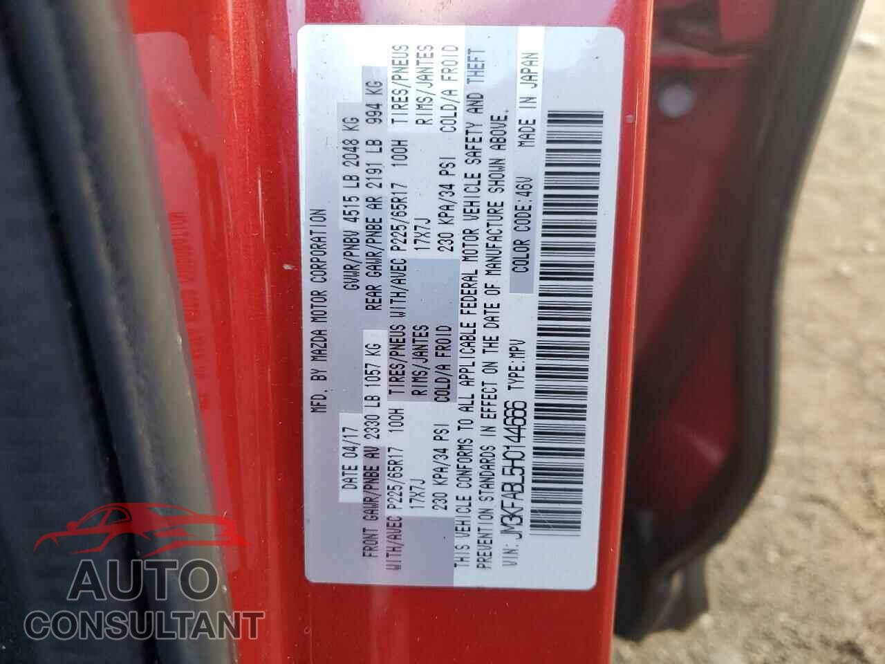 MAZDA CX-5 2017 - JM3KFABL5H0144666