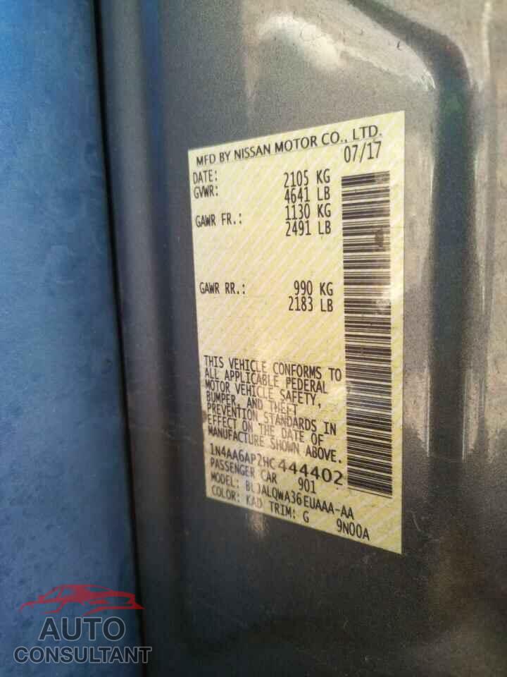 NISSAN MAXIMA 2017 - 1N4AA6AP2HC444402