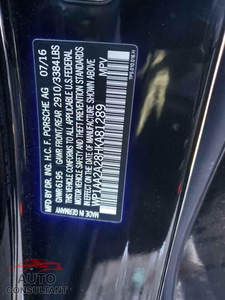 PORSCHE CAYENNE 2017 - WP1AA2A28HKA81289