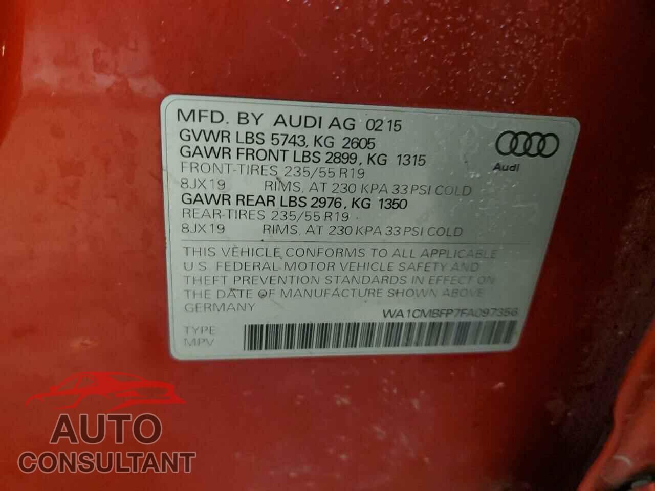 AUDI Q5 2015 - WA1CMBFP7FA097356