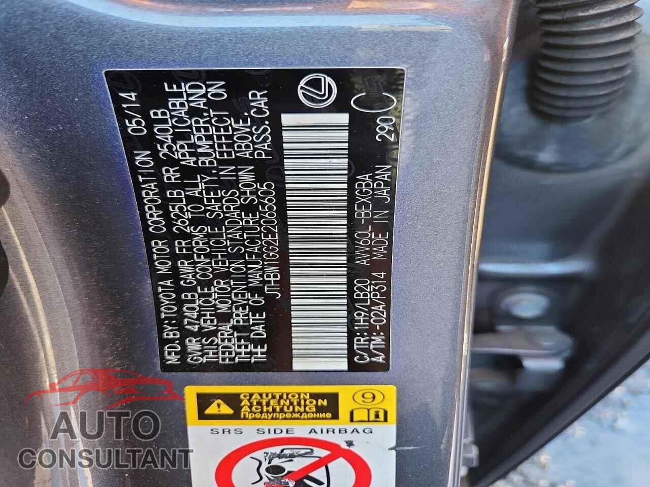 LEXUS ES300 2014 - JTHBW1GG2E2065605