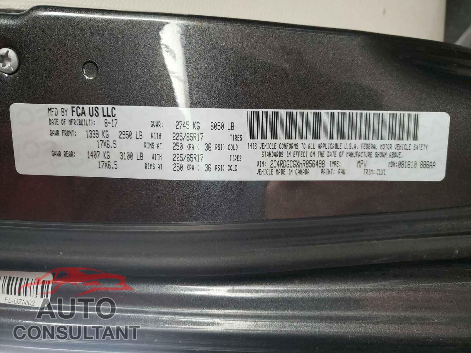 DODGE GRAND CARA 2017 - 2C4RDGCGXHR856498