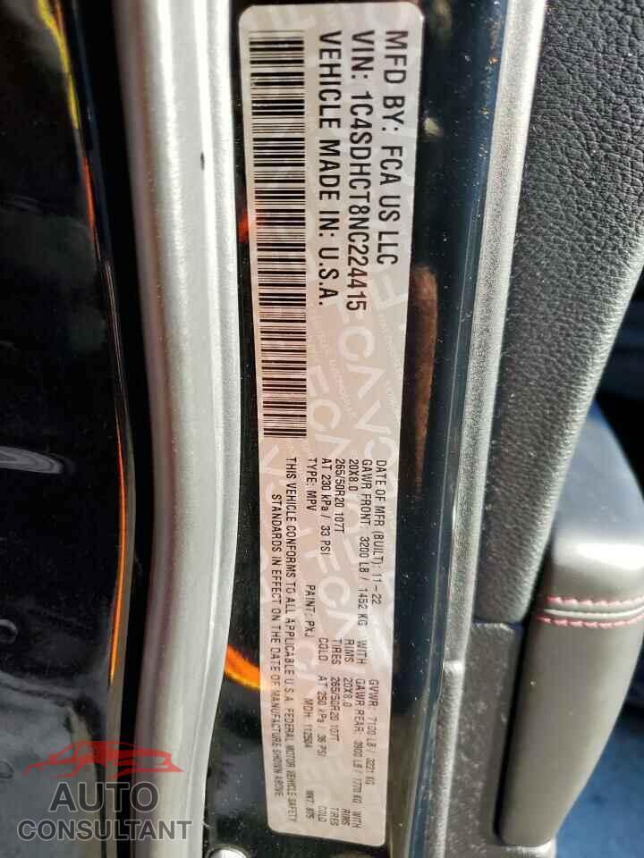 DODGE DURANGO 2022 - 1C4SDHCT8NC224415