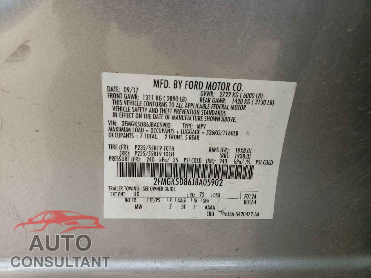 FORD FLEX 2018 - 2FMGK5D86JBA05902