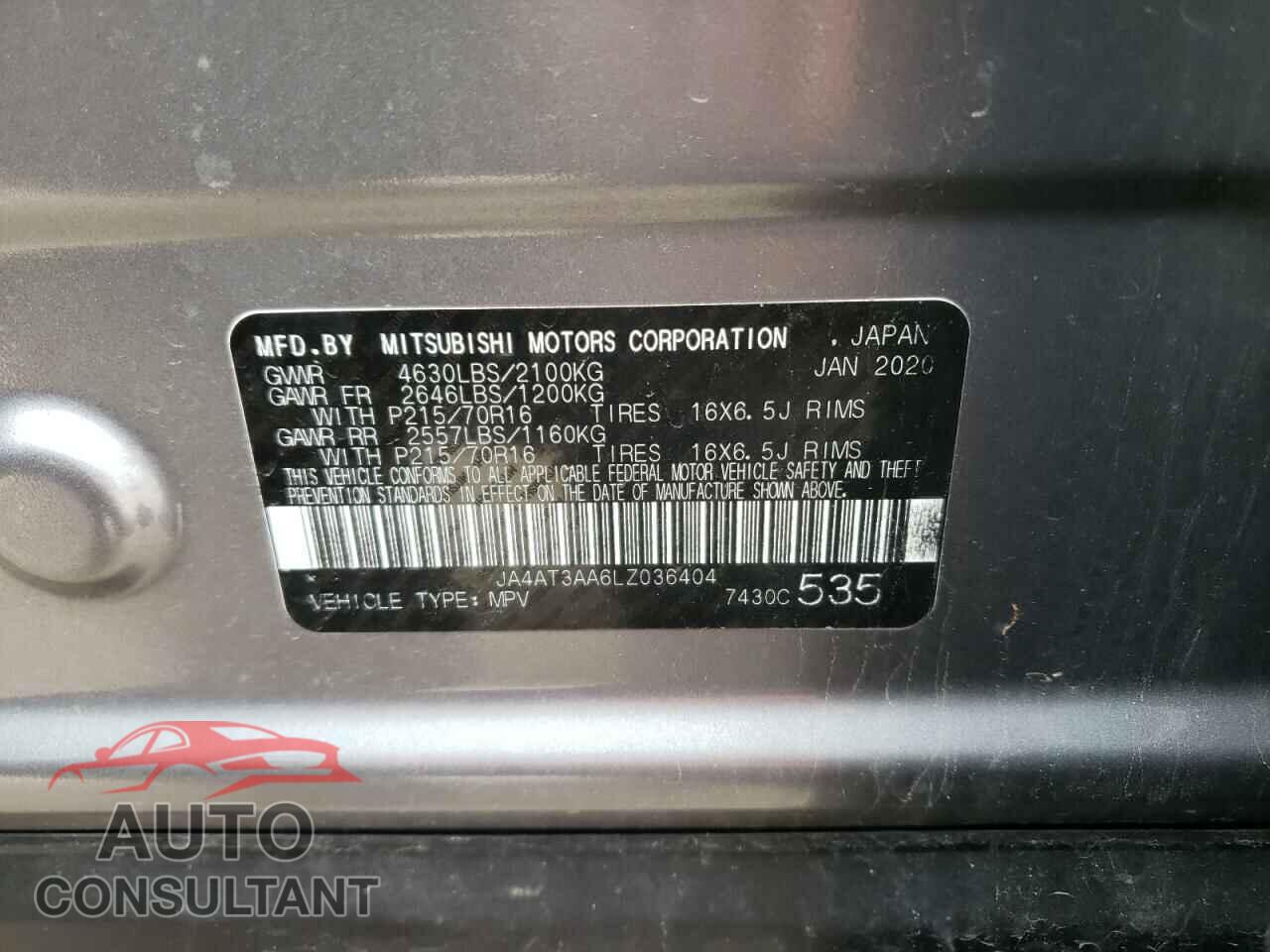 MITSUBISHI ECLIPSE 2020 - JA4AT3AA6LZ036404