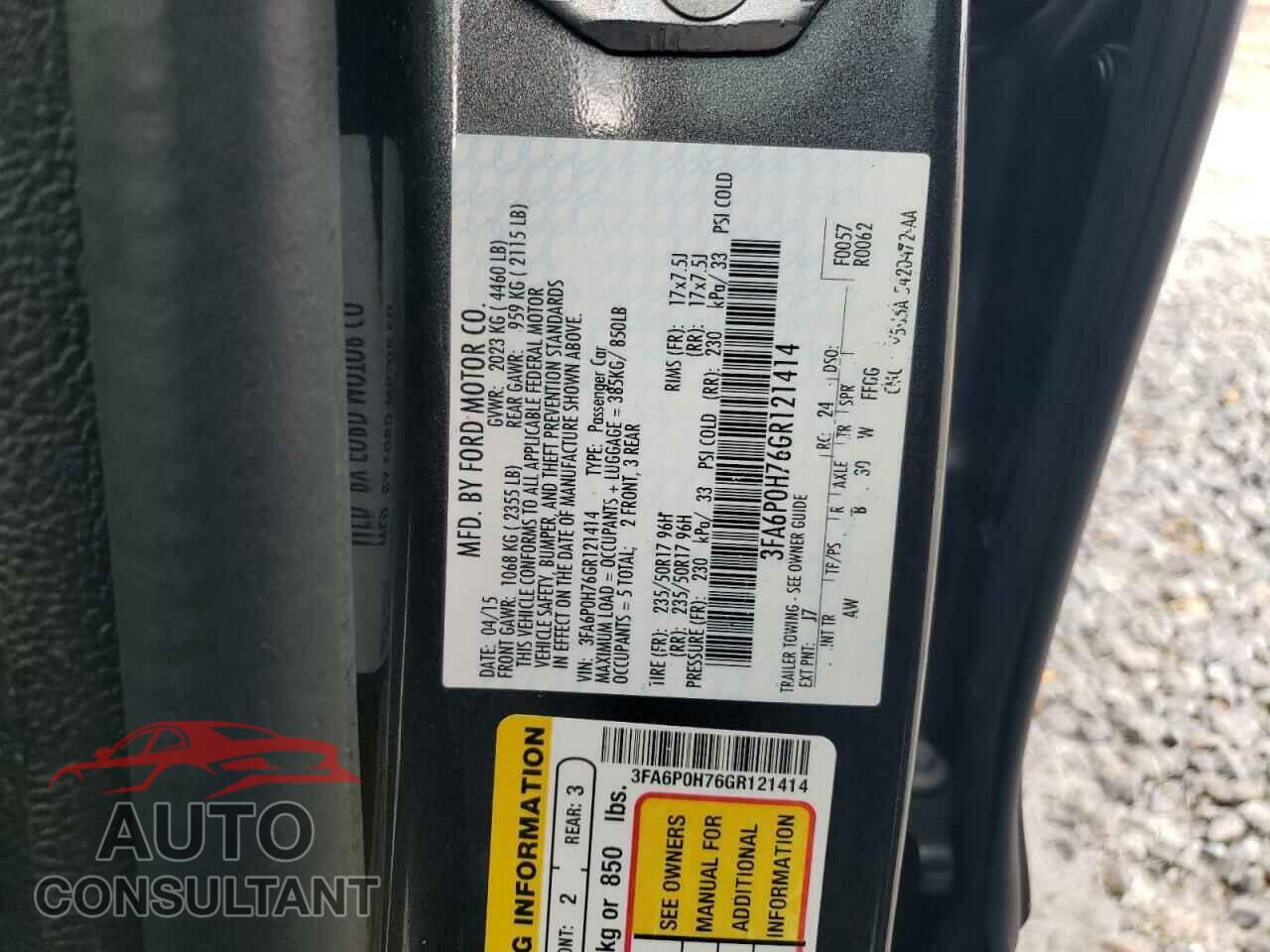 FORD ALL OTHER 2016 - 3FA6P0H76GR121414