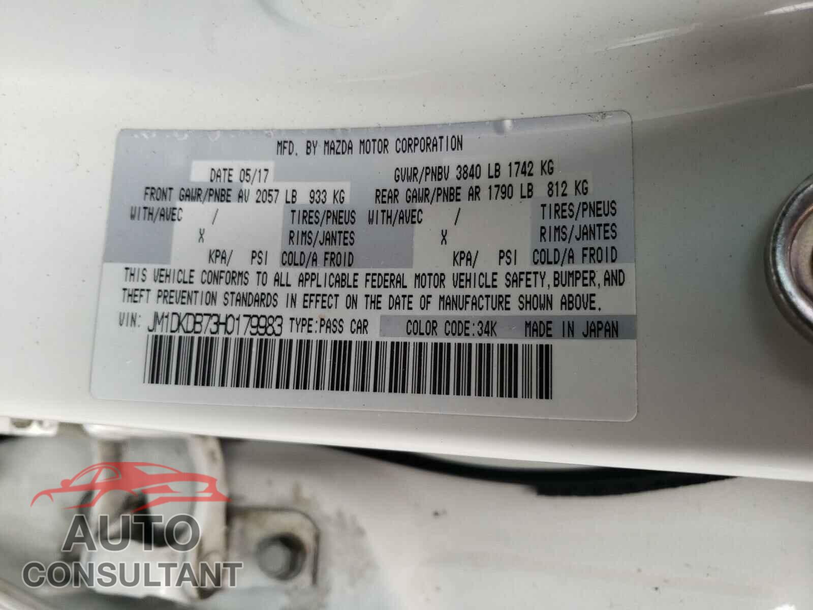 MAZDA CX-3 2017 - JM1DKDB73H0179983