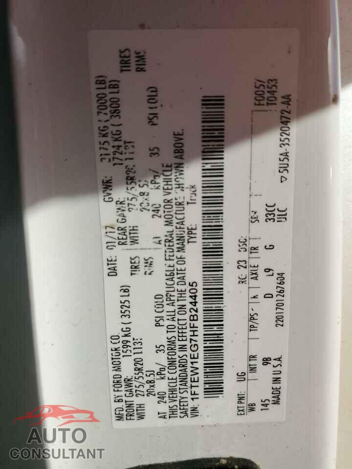 FORD F-150 2017 - 1FTEW1EG7HFB24405