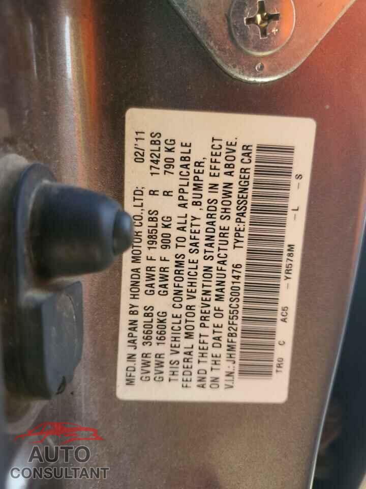 HONDA CIVIC 2012 - JHMFB2F55CS001476