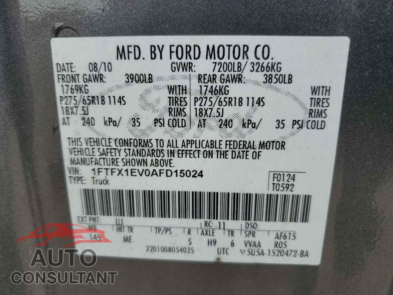 FORD F-150 2010 - 1FTFX1EV0AFD15024