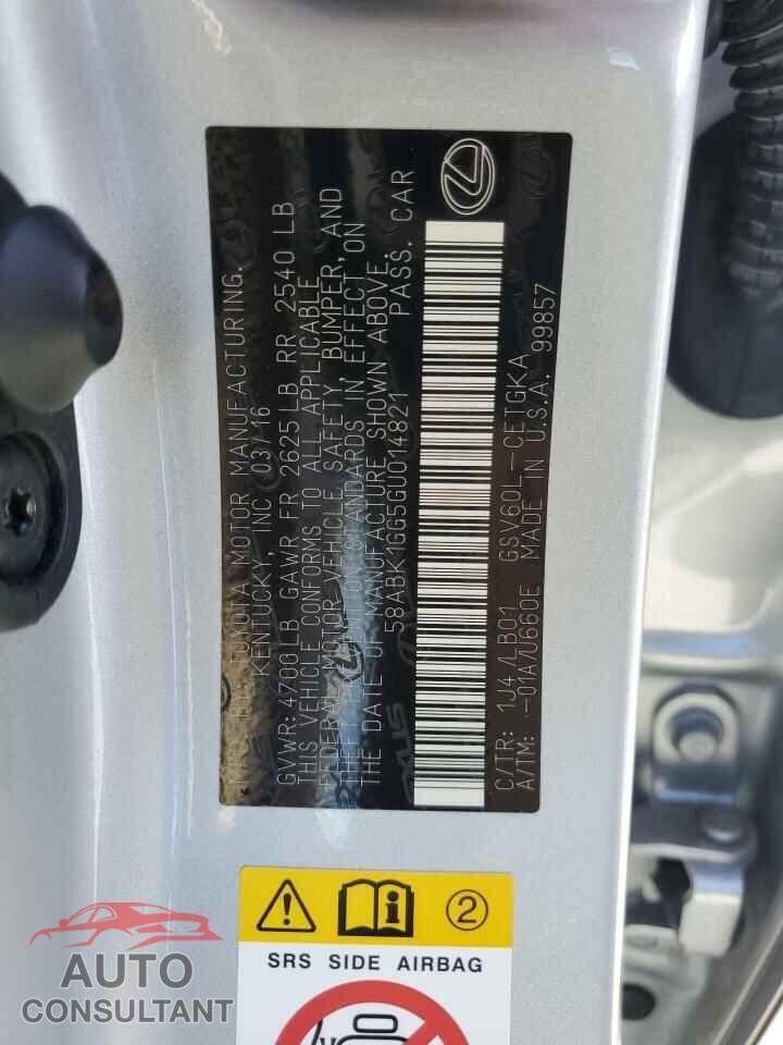 LEXUS ES350 2016 - 58ABK1GG5GU014821
