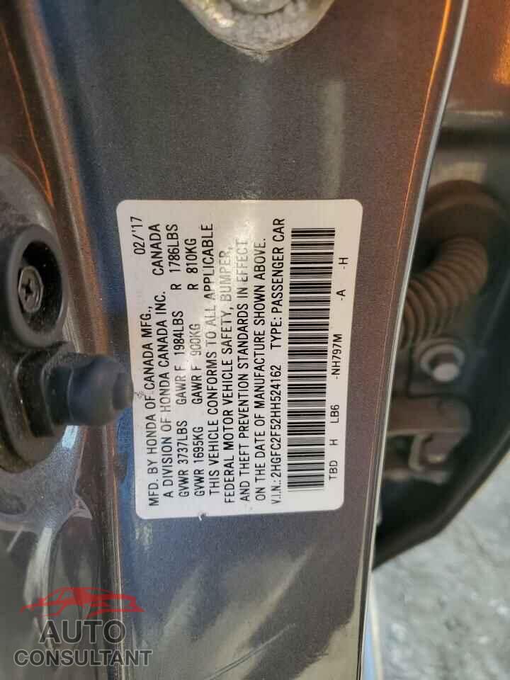 HONDA CIVIC 2017 - 2HGFC2F52HH524162