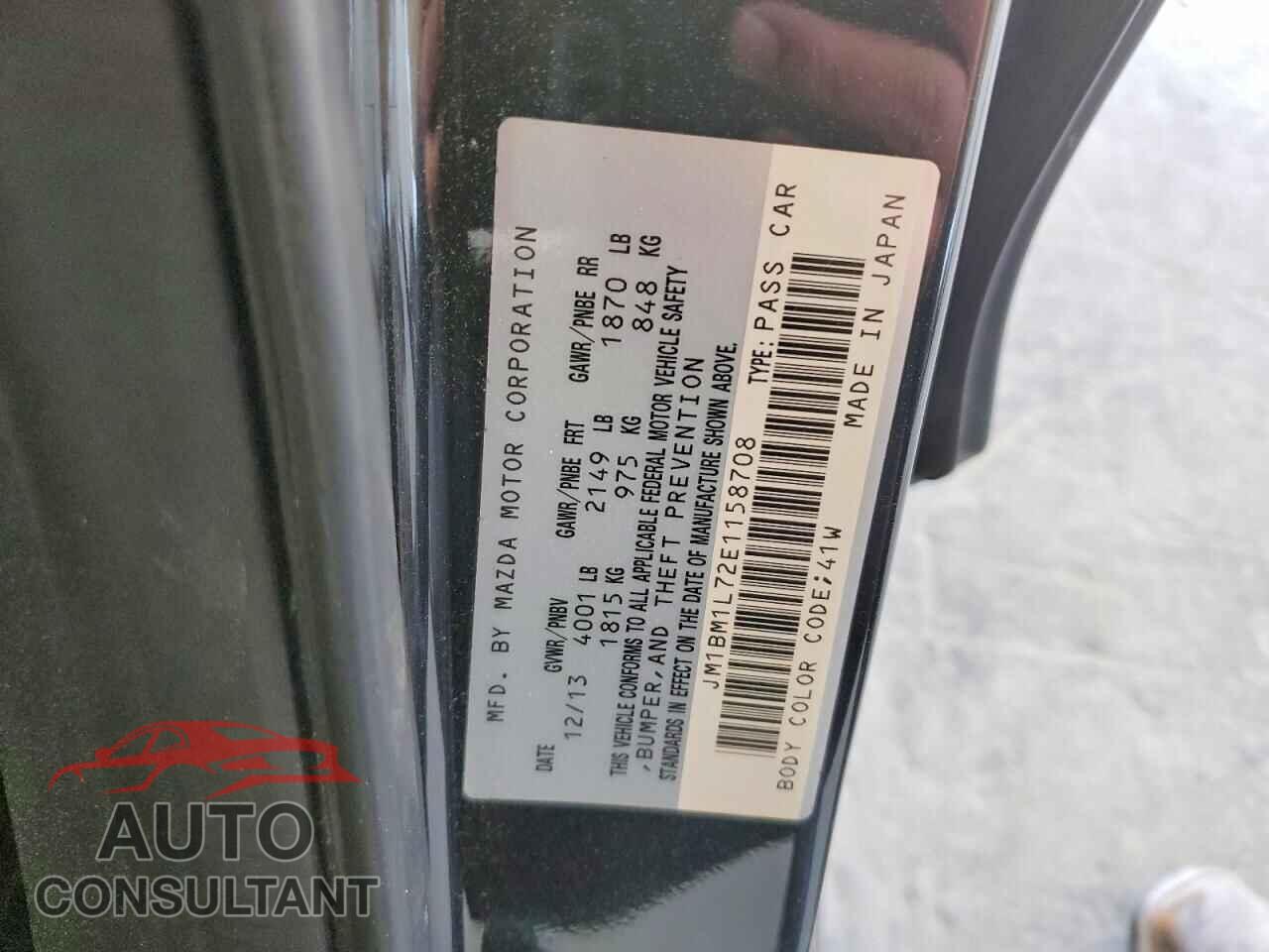 MAZDA 3 2014 - JM1BM1L72E1158708