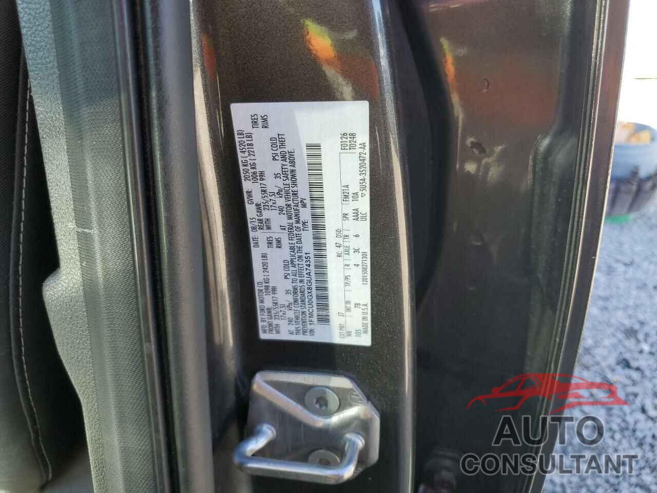 FORD ESCAPE 2016 - 1FMCU0GX8GUA74351