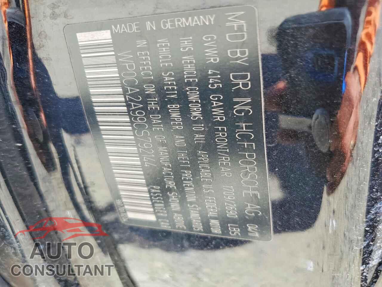 PORSCHE 911 2012 - WP0CA2A99CS792144