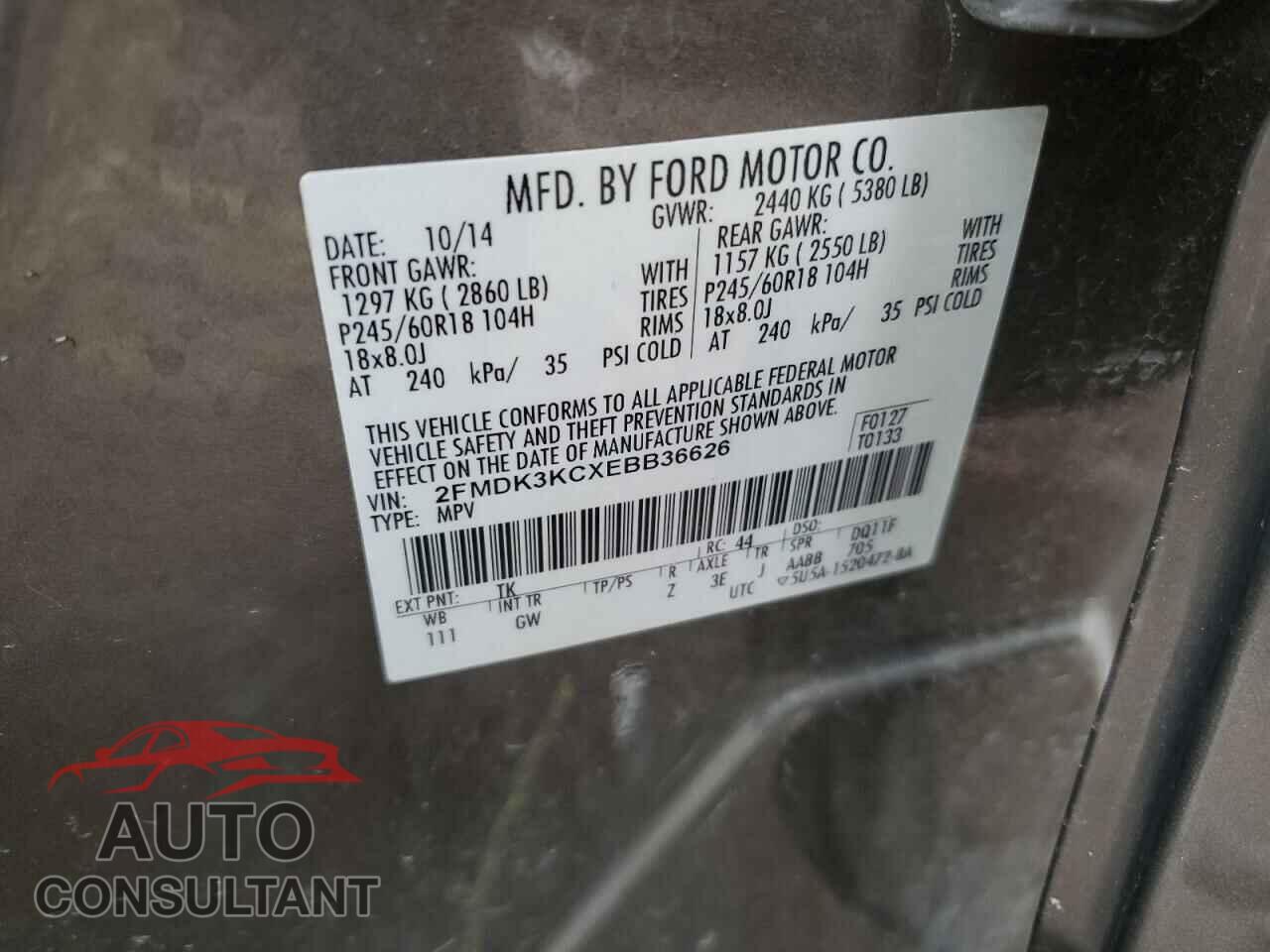 FORD EDGE 2014 - 2FMDK3KCXEBB36626