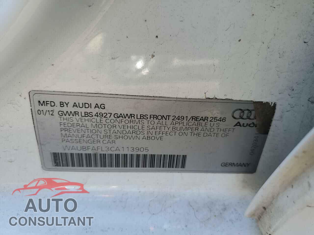 AUDI A4 2012 - WAUBFAFL3CA113905