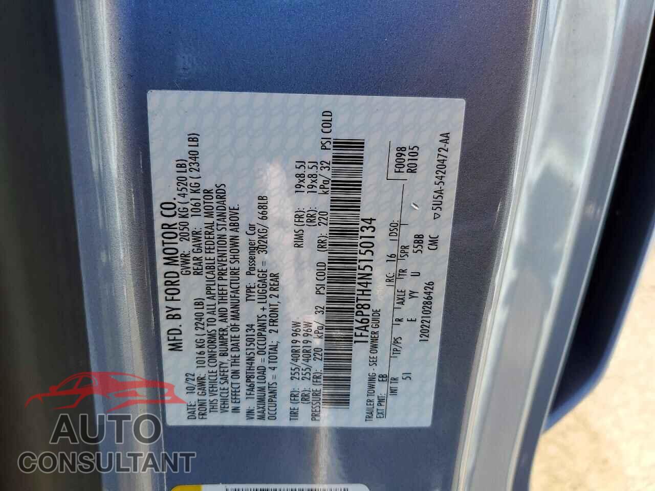 FORD ALL Models 2022 - 1FA6P8TH4N5150134