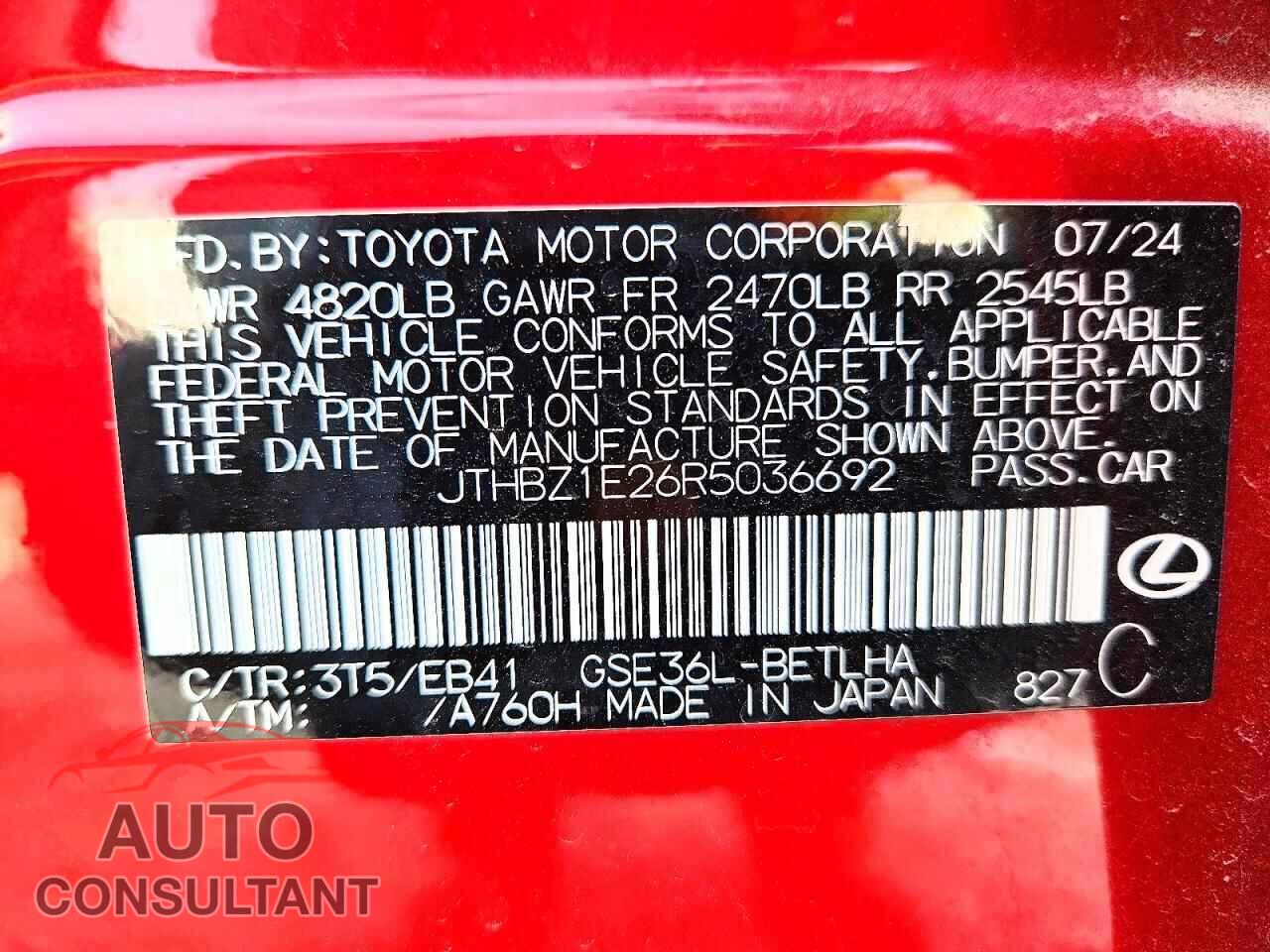 LEXUS IS 2024 - JTHBZ1E26R5036692
