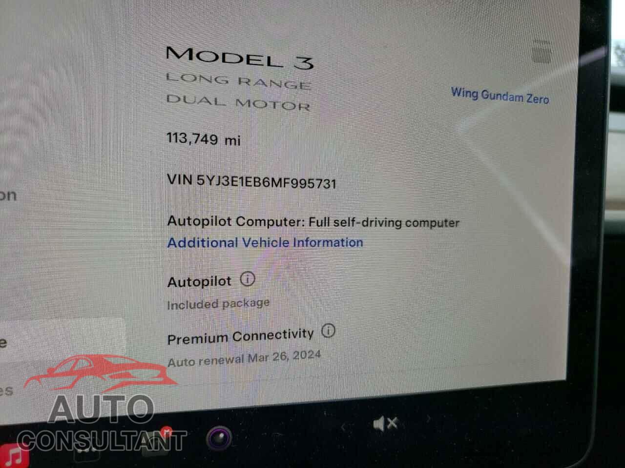 TESLA MODEL 3 2021 - 5YJ3E1EB6MF995731