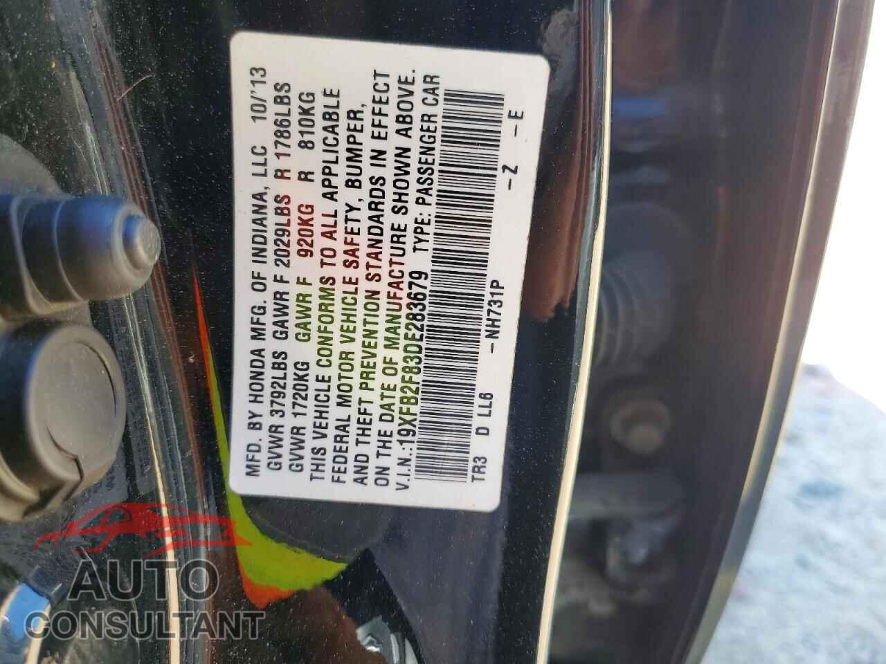 HONDA CIVIC 2013 - 19XFB2F83DE283679