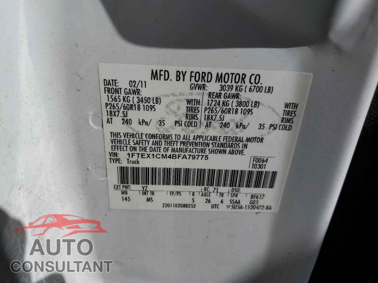 FORD F-150 2011 - 1FTEX1CM4BFA79775