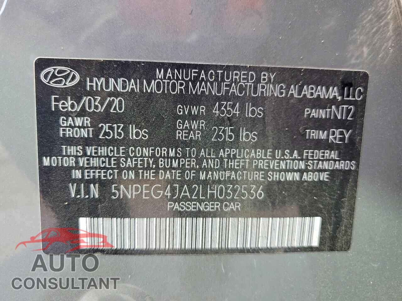 HYUNDAI SONATA 2020 - 5NPEG4JA2LH032536
