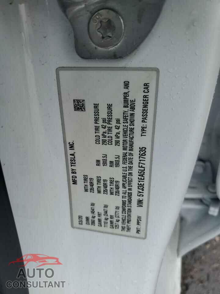TESLA MODEL 3 2020 - 5YJ3E1EA5LF717635