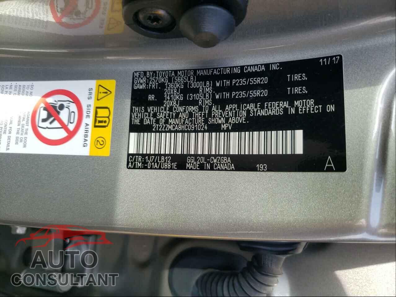 LEXUS RX350 2017 - 2T2ZZMCA8HC091024
