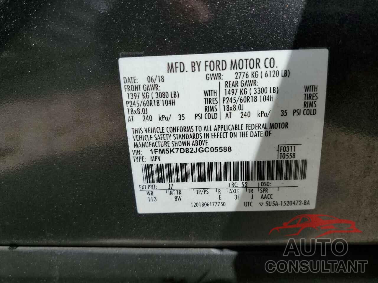 FORD EXPLORER 2018 - 1FM5K7D82JGC05588