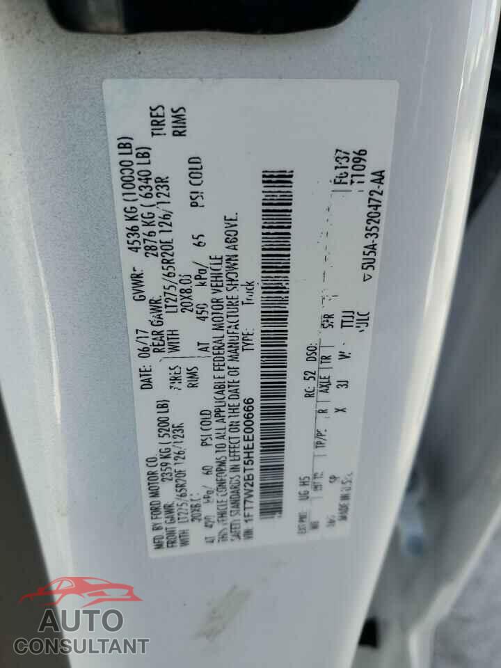 FORD F250 2017 - 1FT7W2BT5HEE00666