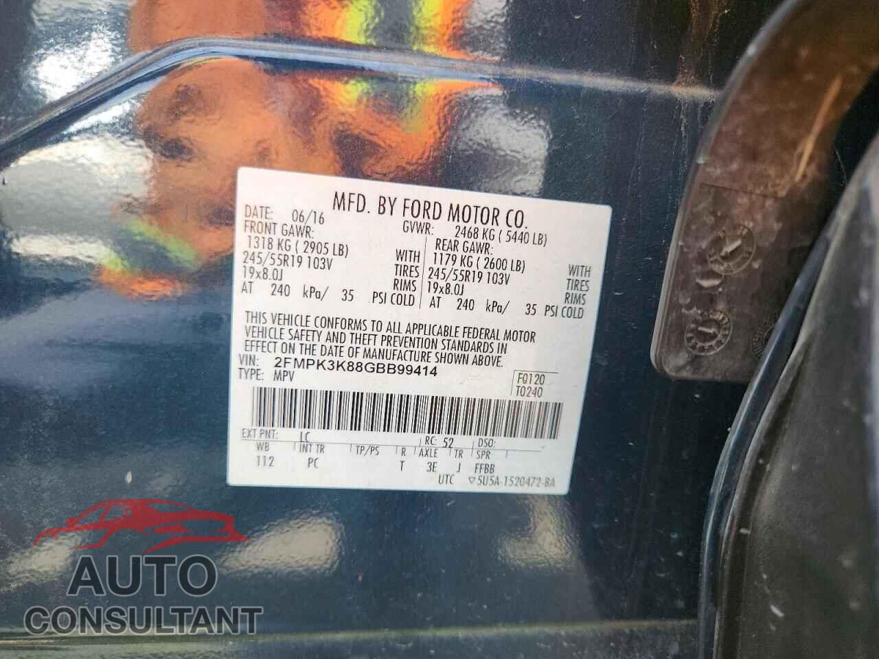 FORD EDGE 2016 - 2FMPK3K88GBB99414