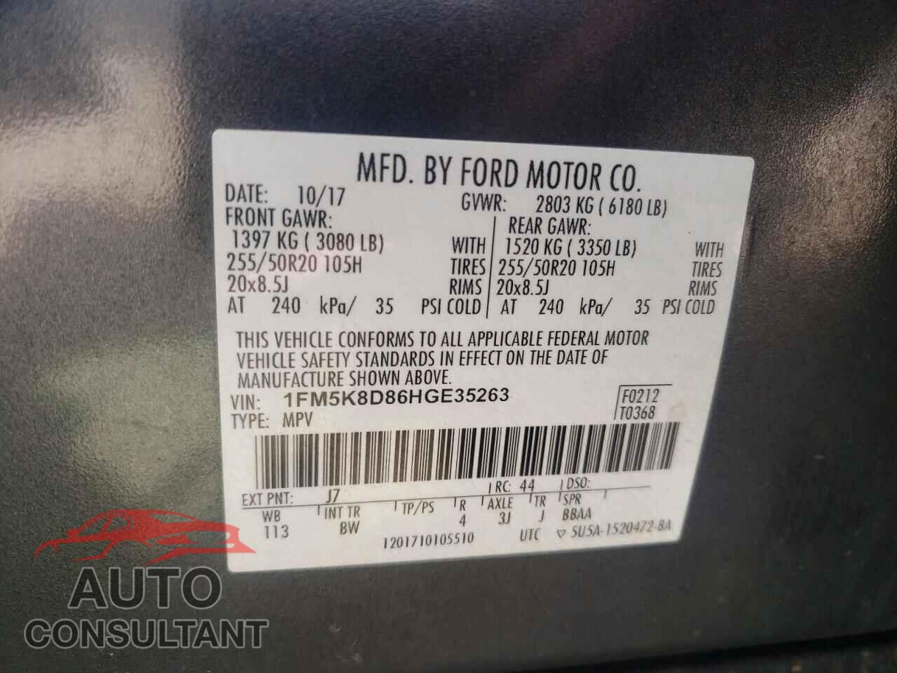 FORD EXPLORER 2017 - 1FM5K8D86HGE35263