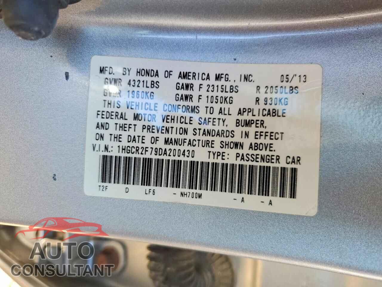 HONDA ACCORD 2013 - 1HGCR2F79DA200430