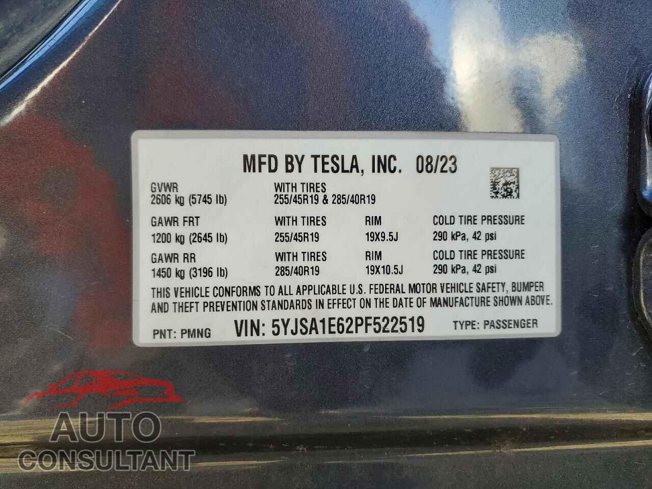 TESLA MODEL S 2023 - 5YJSA1E62PF522519