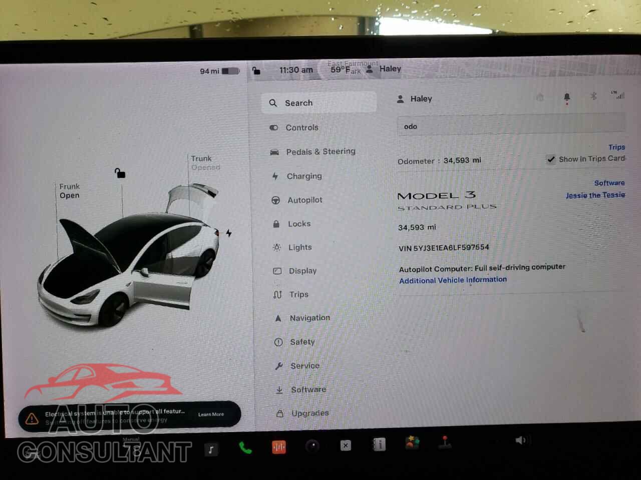 TESLA MODEL 3 2020 - 5YJ3E1EA6LF597554