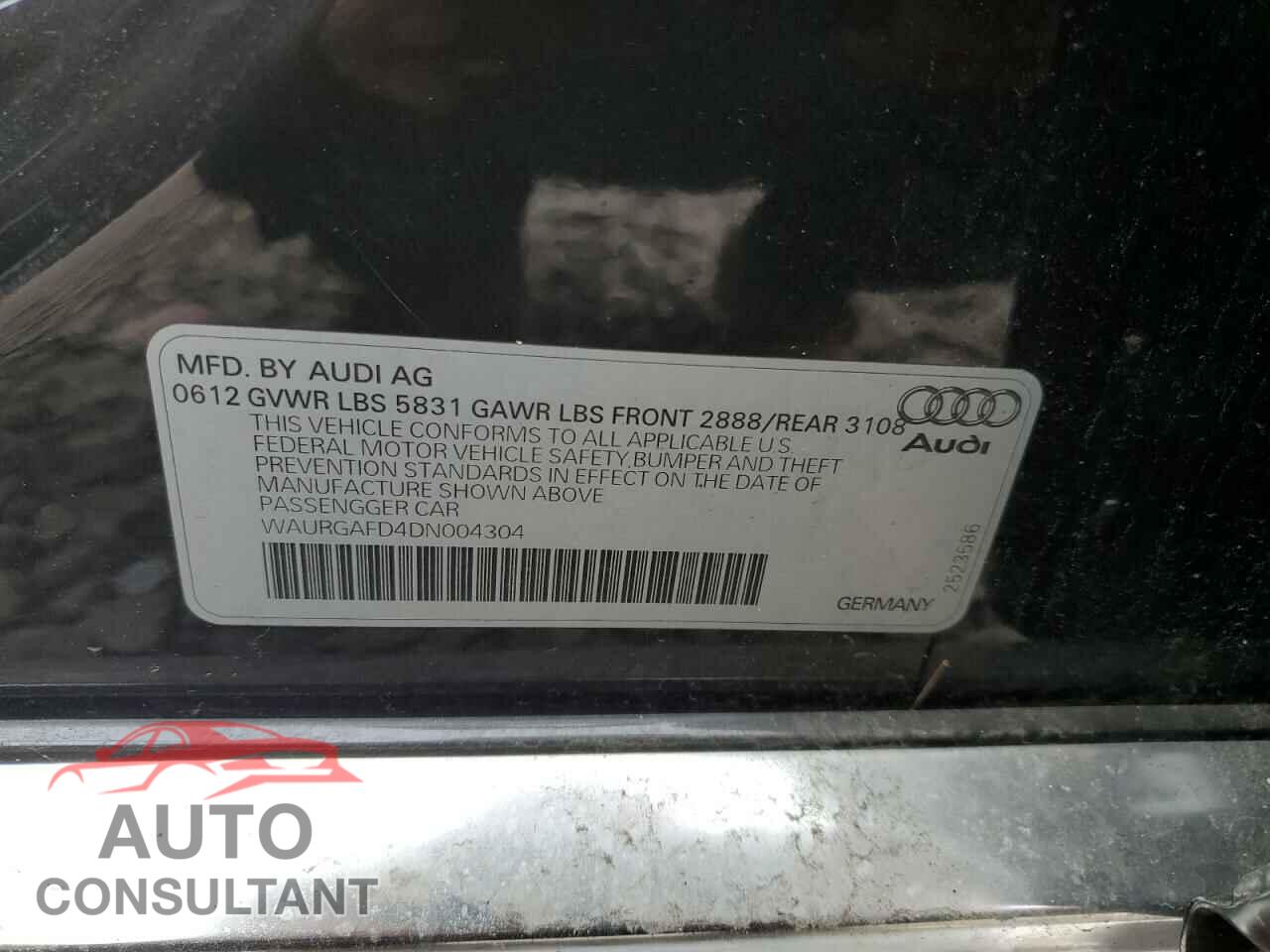 AUDI A8 2013 - WAURGAFD4DN004304