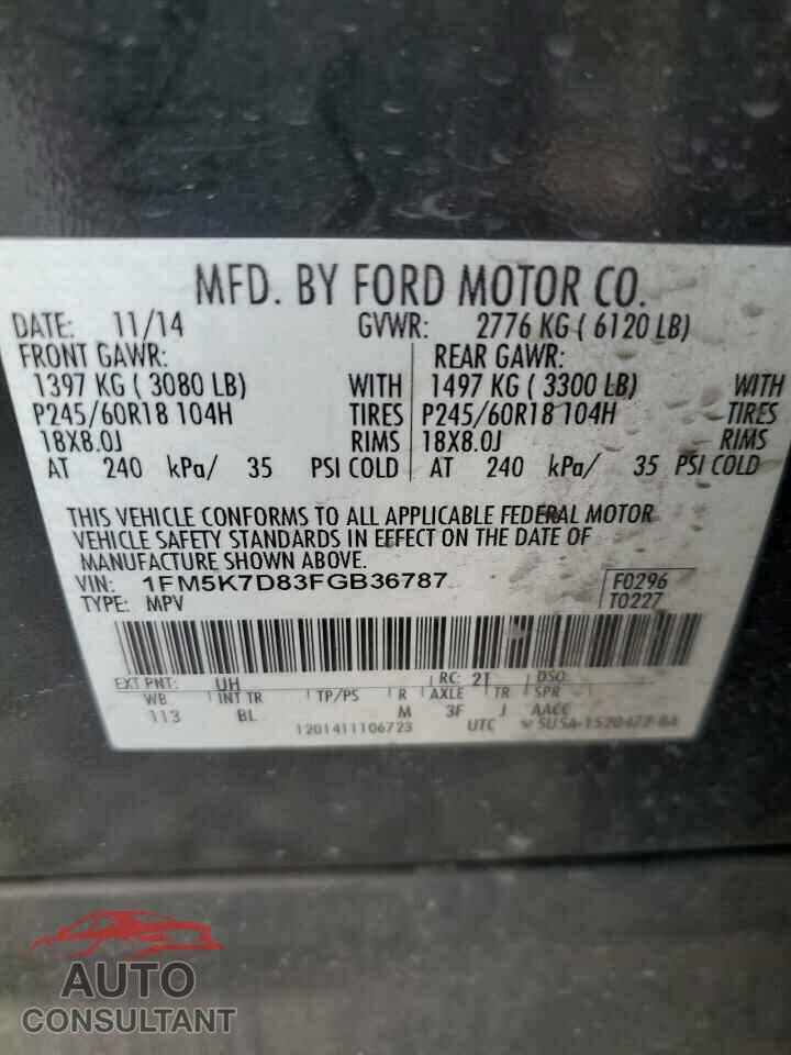 FORD EXPLORER 2015 - 1FM5K7D83FGB36787